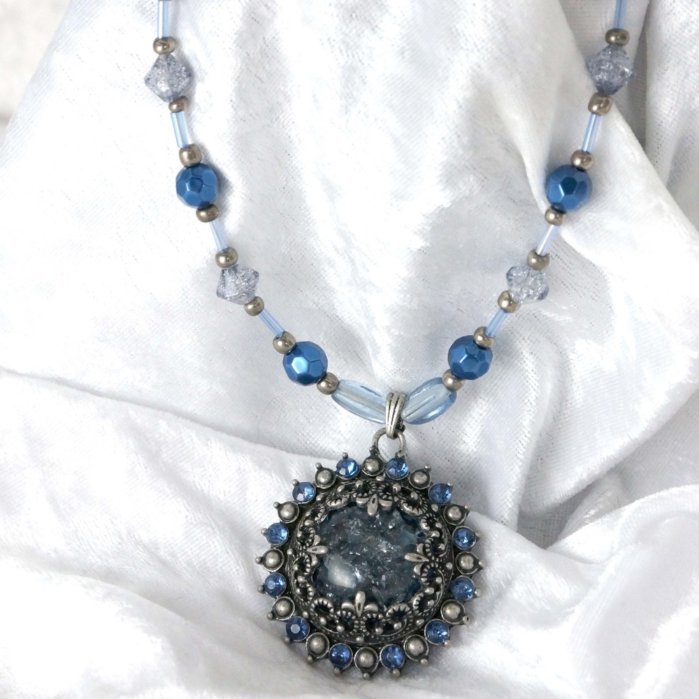 Blue and Gray Pendant Necklace